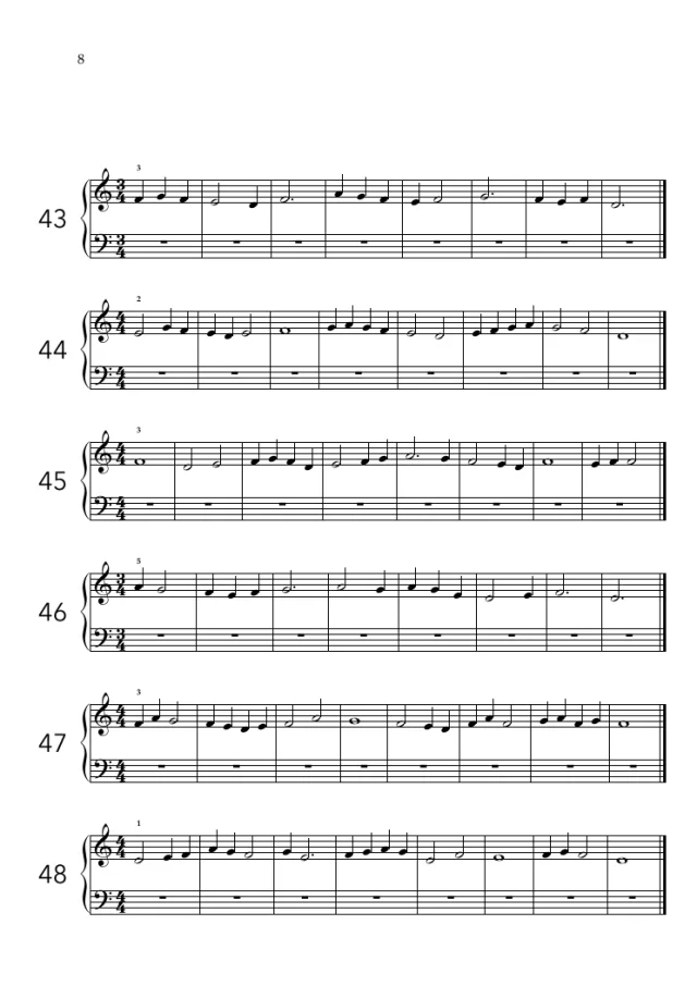 Beginner Sight Reading Exercises Book sample page