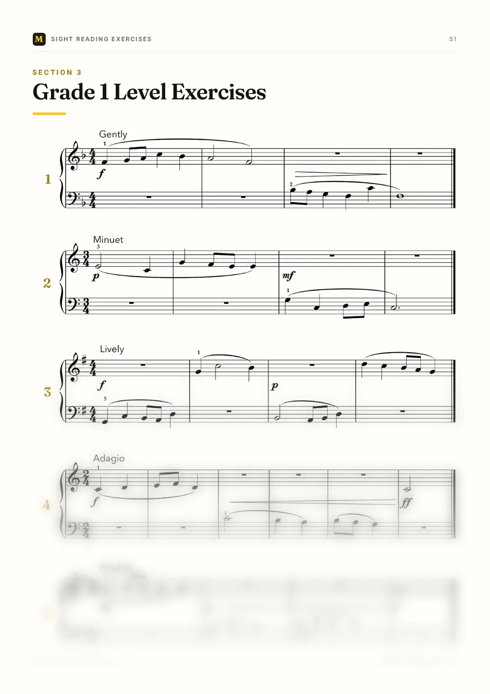 Beginner Sight Reading Exercises Book sample page
